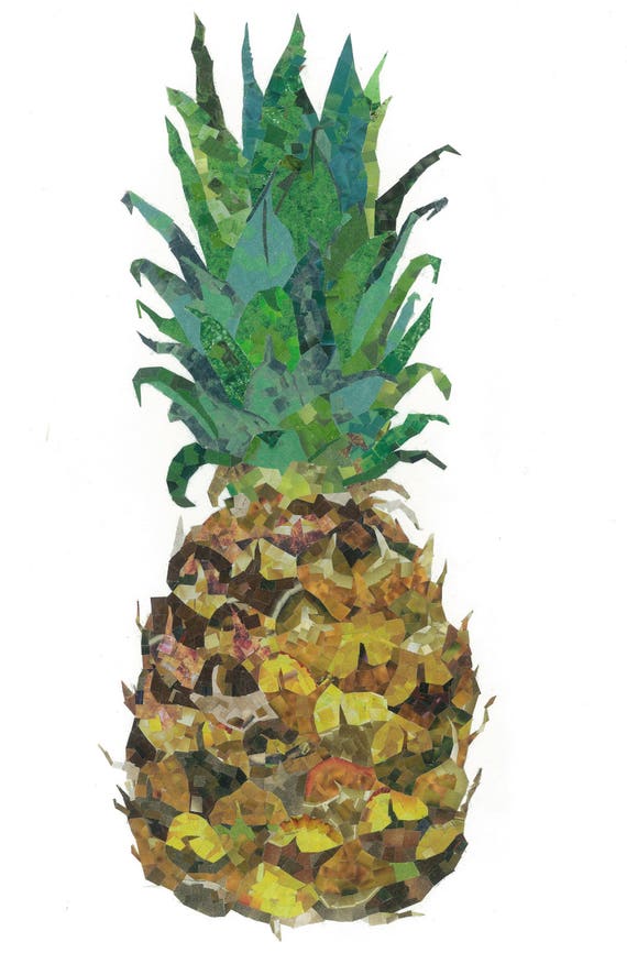 pineapple pop art collage pixel mosaic collage fine art etsy etsy