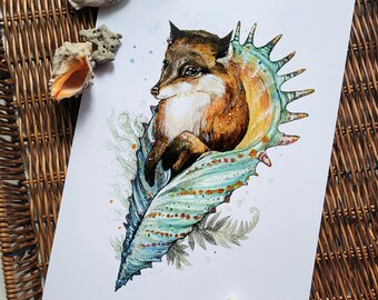 Fox by the Sea - a4 size art print