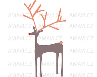 Reindeer for kids, animated, cartoon - svg, dxf file, instant download design for cutting machines (Cricut, Silhouette) Rudolph, red nose