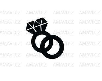 Two rings, ring with diamond - svg, dxf file, instant download design for cutting machines (Cricut, Silhouette)