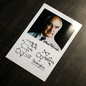 Albert Hofmann autograph repro autograph photo LSD psilocybin formula with border
