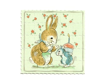 Bunny Cute Rarity Blotter Art Very Rare Unique Print