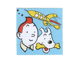 Tintin and Milou LSD Blotter Art Vintage 5 x 5 cm