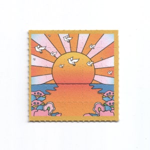 California Orange Sunshine LSD Vintage Blotter Art, 4x 5 x 5 cm