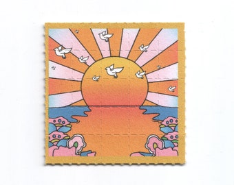 California Orange Sunshine LSD Vintage Blotter Art