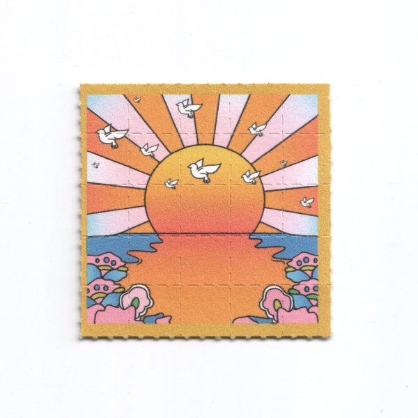 California Orange Sunshine LSD Vintage Blotter Art