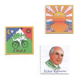 Set 3x carta assorbente Art LSD Stampa vintage 5 x 5 cm