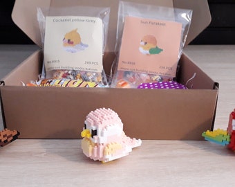 Caja de regalo de pájaro lindo / Mini ladrillos de bricolaje / Regalo para ella / él / Caja sorpresa / Caja misteriosa.