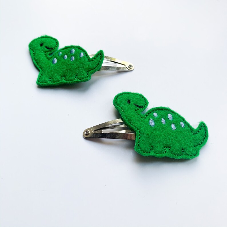 Green Dinosaur Hair Clips Etsy