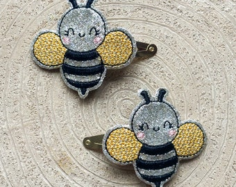 Glitter Bee Hair Clips