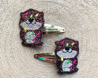 Christmas Otter Hair Clips