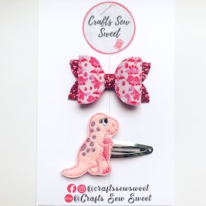 Pink T-Rex Bow Set