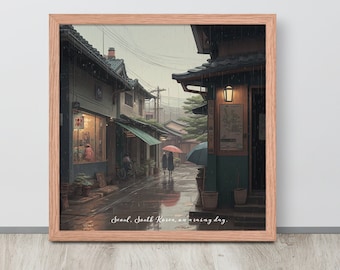 Rainy Day in Old Seoul: Charming Vintage Neighborhood Poster - gifts for kpop fan, Kpop, Seoul poster, Seoul, Korea poster, wall art, kpop