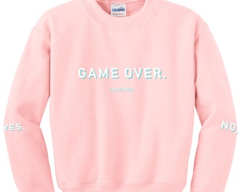 Game Over Sweater - Gamer Gift - Cute Women Sweatshirt - Jumper With Sayings - Kawaii Video Game Sleeves - Grunge Tumblr Shirt