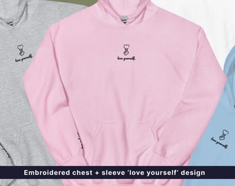 Love Yourself Fingerheart Embroidered Hoodie - kpop, kpop fans, concert merch, bts inspired, bts hoodie, kawaii, korean, aesthetic, cute