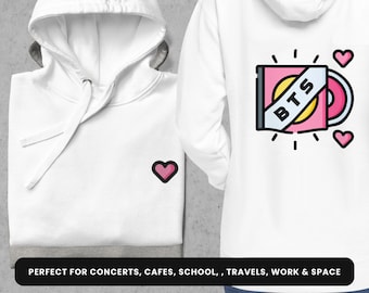 BTS-Inspired Hoodie: Perfect for Concerts - Front heart embroidred, unisex, kpop, korean fashion, kpop hoodie, kpop sweater