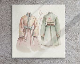 Elegant Masculinity - Watercolor Hanbok Dress Men Canvas Art - Seoul canvas, Seoul wall art, Kpop, Korean gifts, hanbok men,  watercolor