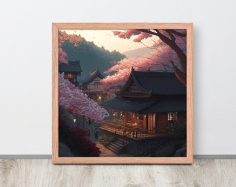 Springtime Charm - Korean Traditional Old Building Poster - Kpop, Korea poster, Seoul, wall art, cute Trendy wall art, gifts for her