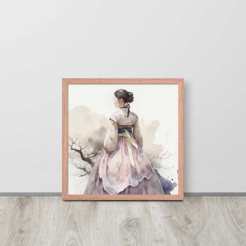 Enchanting Hanbok Beauty: Watercolor Style Art Poster Seoul canvas, Seoul wall art, Kpop, Korean gifts, hanbok women image 2