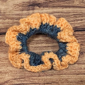 Handmade Worsted Crochet Hair ScrunchieHair Tie White Speckled