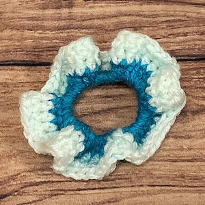 Handmade Worsted Crochet Hair ScrunchieHair Tie White Speckled