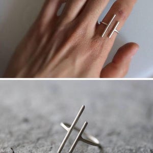 Parallel Rings Parallel Ring, 925 Sterling Silver Parallel Ring, Handmade Parallel ...