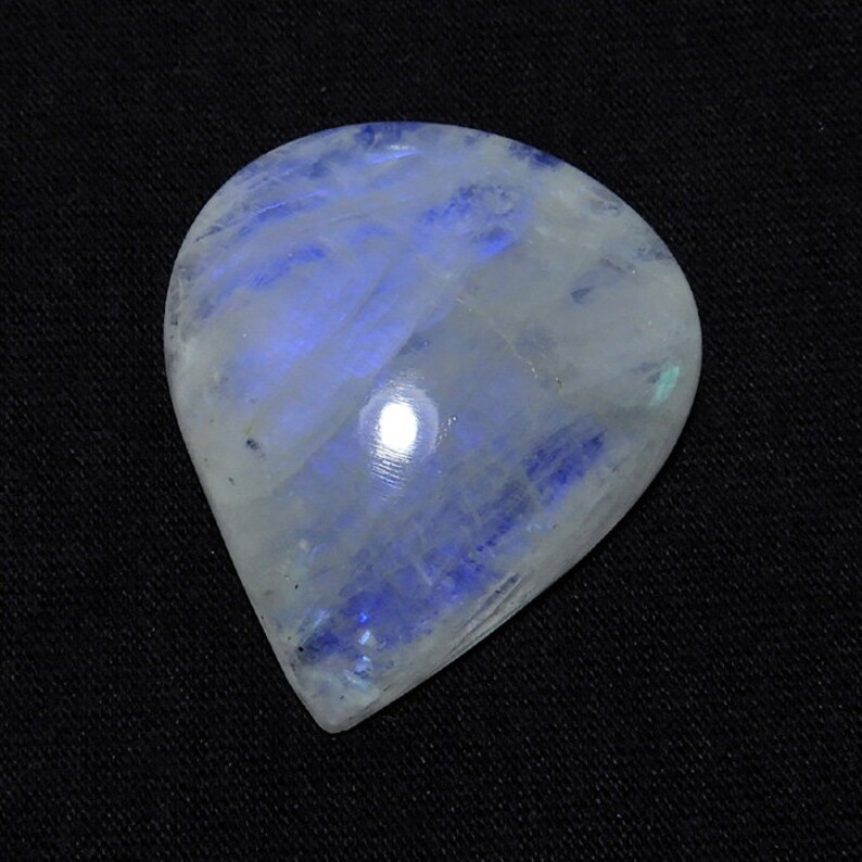 RARE! Blue Flash Rainbow Moonstone 29X35X08MM 59Cts Natural Rainbow Moonstone Gemstone Blue Flash Pear Cabochon Loose Gemstone