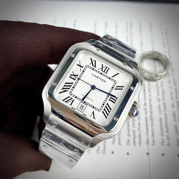 Cartier Santos De Cartier 40mm White Dial Steel, Luxury Cartier Watches, Comes With Box - Tag - Paper Watches, Men’s Luxury Wrist Watch