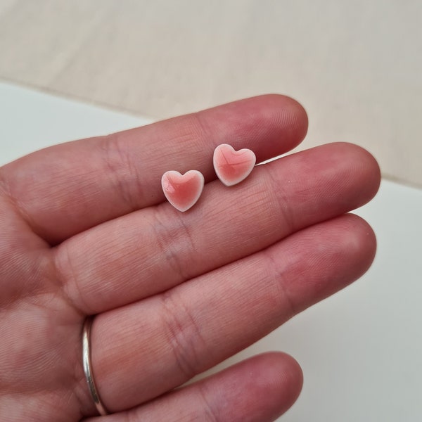 Heart Earrings , Baby Pink Ceramic Earrings , Valentines Gift , Handmade Clay Jewellery , Pink Love Heart Earrings