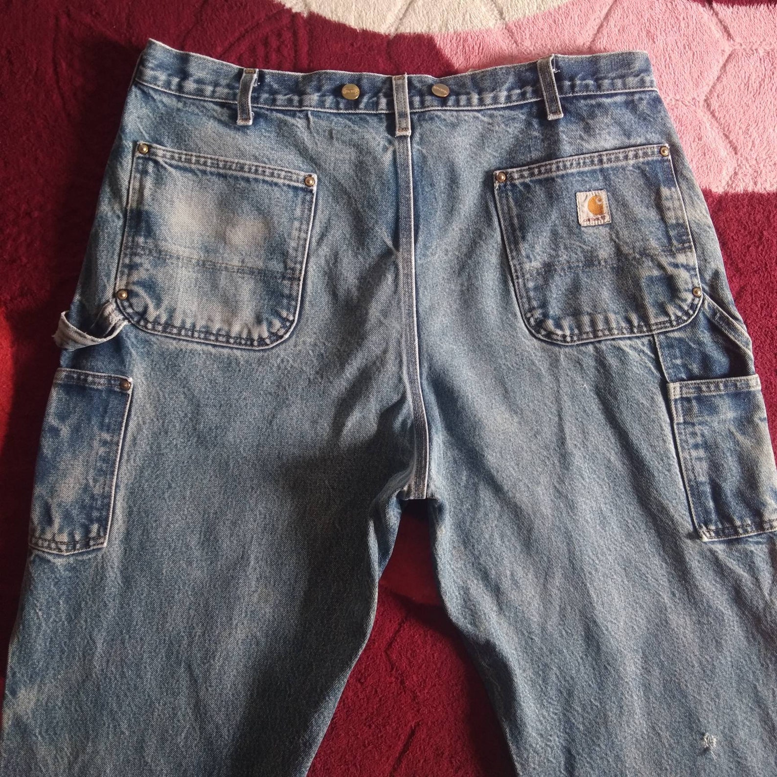 Vintage Distressed Carhartt Double Knee Jeans Denim Pants Work Etsy