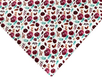 Burgundy Blooms Faux Leather |Floral Fabric | Felt Back | A4 Size | Hair Bows | Earrings | Crafting | DIY Bows