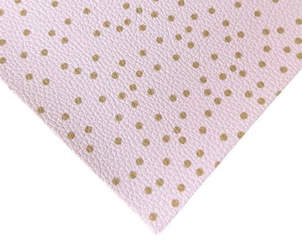 Pink & Gold Polka Dottie Premium Faux Leather, Faux Leather Sheet, Hair Bow Fabric, Crafts, DIY, Summer Fabric, Popsicle