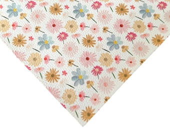 Summer Daisies Premium Faux Leather | Faux Leather Fabric Sheet | Hair Bow Fabric | Snap Clip Fabric | Earring Fabric | DIY | Crafts
