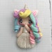 Handmade Clay Charm-Unicorn Girl White Dress | Hair Bow Charm | Handmade Clay Charm | Hair Bow Accessories | Air Dry Clay
