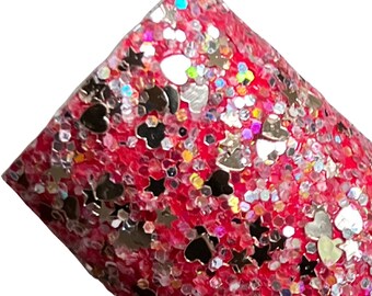 Queen of Hearts Chunky Glitter | A4 Size | Chunky Glitter Sheet | Felt Backing | Premium Chunky Glitter | Hair Bow Fabric