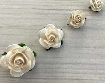 White Mulberry Roses | White Paper Roses | Crafts | Embellishment | Flowers | Paper Flowers | Spring Flowers | Mulberry Roses Set of 10 |