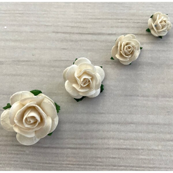 White Mulberry Roses | White Paper Roses | Crafts | Embellishment | Flowers | Paper Flowers | Spring Flowers | Mulberry Roses Set of 10 |