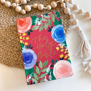 Hand Painted Journaling Bible | Children’s Bible | Lovely Florals | Picture Bible | HCSB Bible