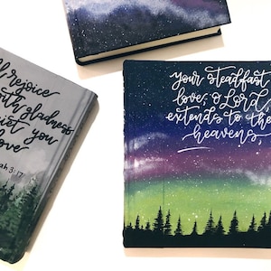 Customizable | Hand Painted | Lovely Scenes Themes | Journaling Bibles | Christian Art | Bible Gift