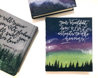 Customizable | Hand Painted | Lovely Scenes Themes | Journaling Bibles | Christian Art | Bible Gift