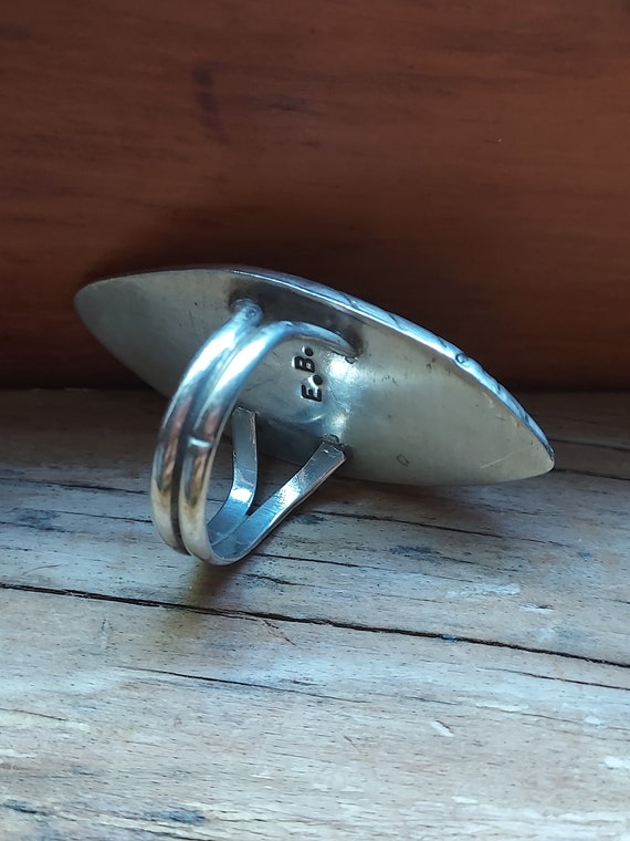 Native American Sterling "Navette" Style Ring - image 2