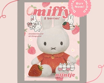 STRAWBERRY MIFFY - Original Wall-Art Digital Printable | allmypapercuts.