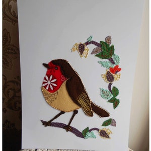 Robin, cadeaux Robin, carte vierge, rouge, cartes personnalisées, dessinées à la main, cartes carrées, lot de 4, oeuvre d'art d'oiseau, rouge-gorge