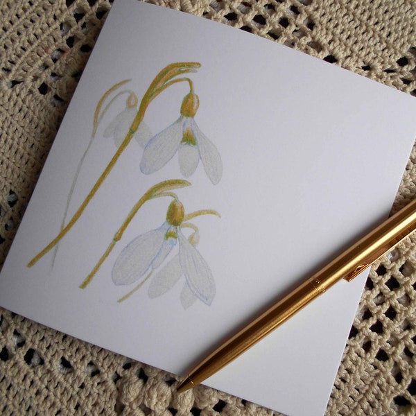 Christmas Snowdrops Square Greeting Card, Blank Cards, A5 Prints