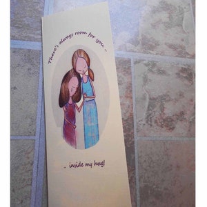 Friendship Tall Card, BFF Blank Card, Girls Note Card, Inside My Hug, Square Note Card, Cream Notelet, Two Friends Hugging, Blue and Purple