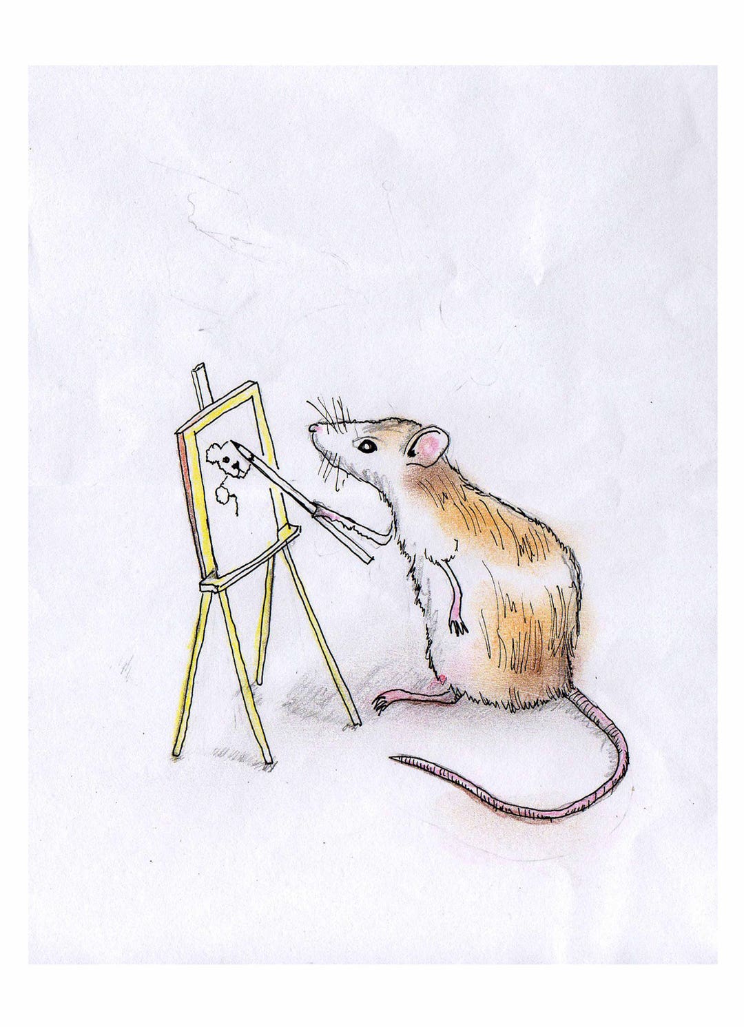Mouse Playing Ink Mouse Art Print: Pen and Ink Drawing, Animal Lover Gift (A4 Digital ...