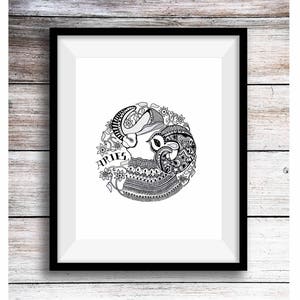Widder, Geburtstagsgeschenk, Sternzeichen Druck, Made in UK, Widder Karte, Sternzeichen, Digitaldruck, personalisierte Karte, Home Decor Art, Stift und Tinte
