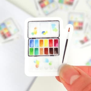 Palette peinture aquarelle et pinceau autocollant | Stickers artiste, Stickers Agenda, Stickers Bullet Journal, Stickers Scrapbooking