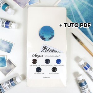 Dot card aquarelle supergranulation Abysse Schmincke Horadam® + TUTO PDF | Carte à points | Papier aquarelle grain fin 100% coton