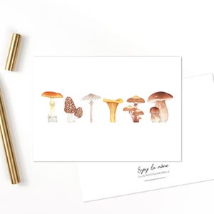 Champignons dessin botanique automne | Impression aquarelle | carterie - déco - papeterie